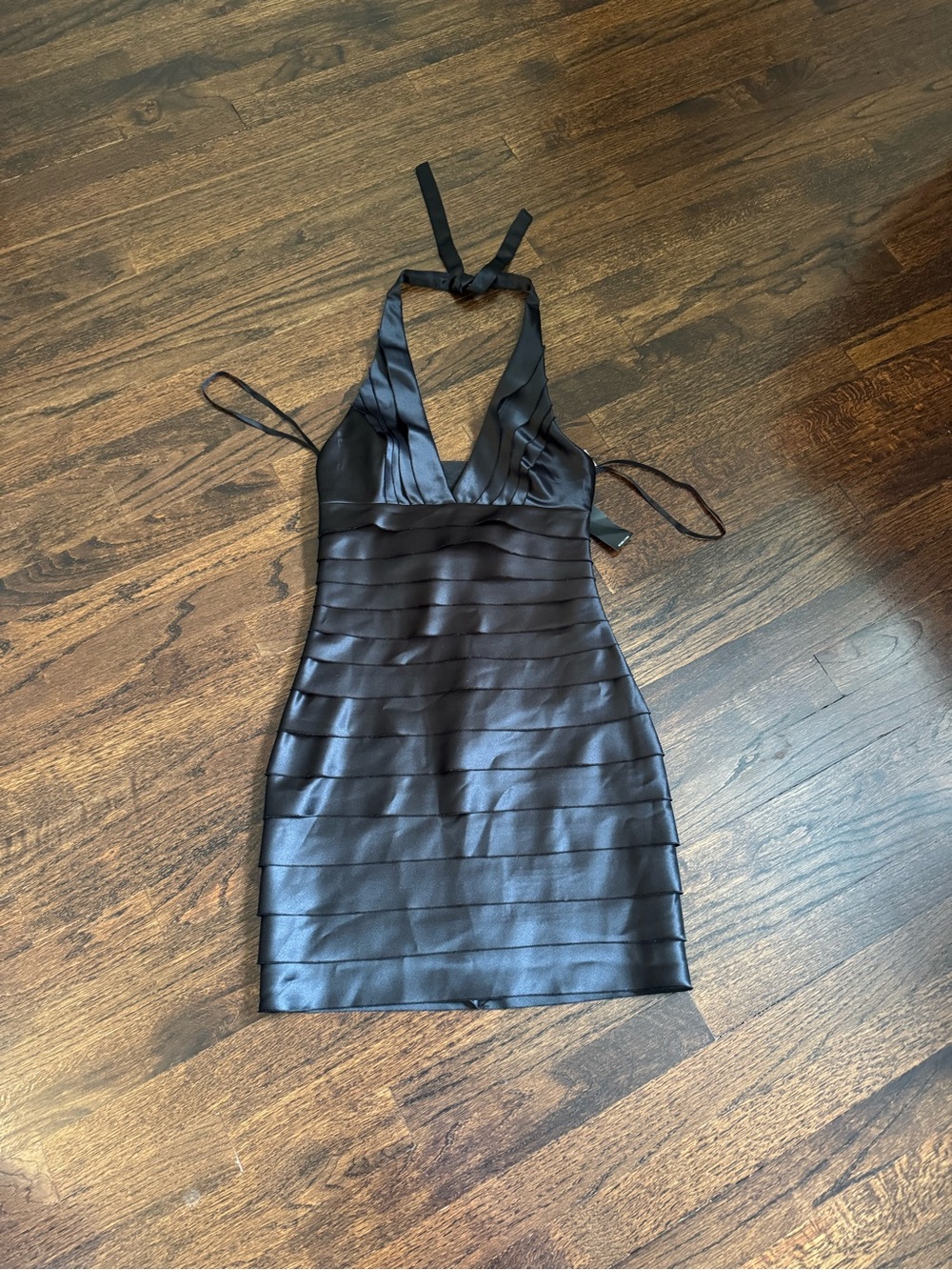 BCBGMaxAzria Black Halter Bandage Mini Dress